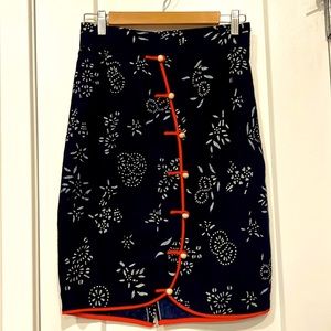Vintage Batik Asian Style Skirt Wood Beads